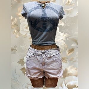 Free People Denim Distressed Cut-offs Raw Frayed Hem Purple Wash Sz 25